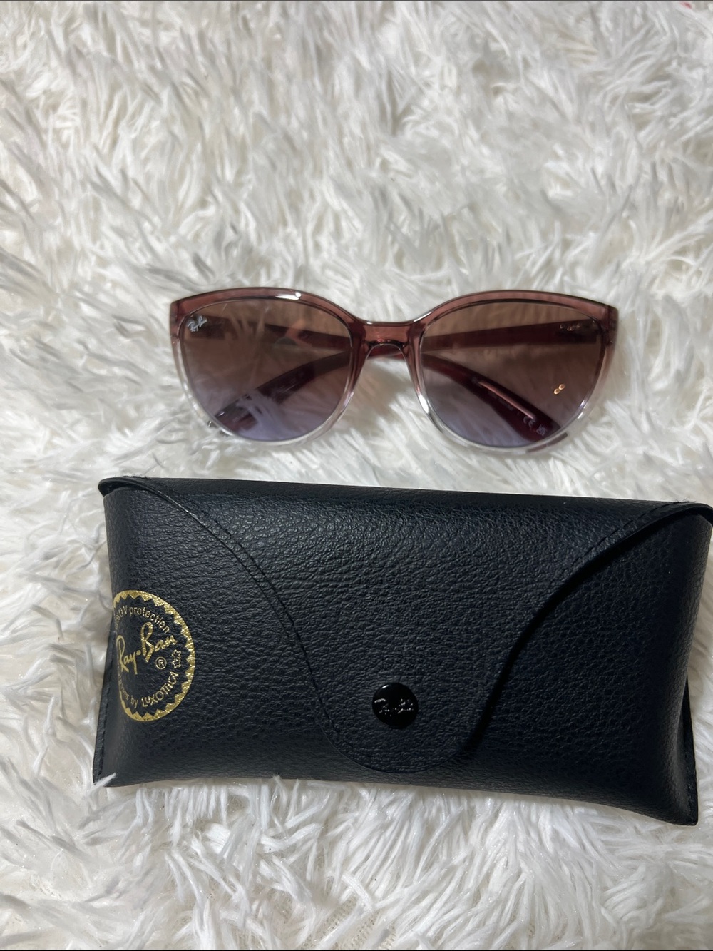 Ray-Ban Pink Gradient Cat-Eye Sunglasses with Black Case